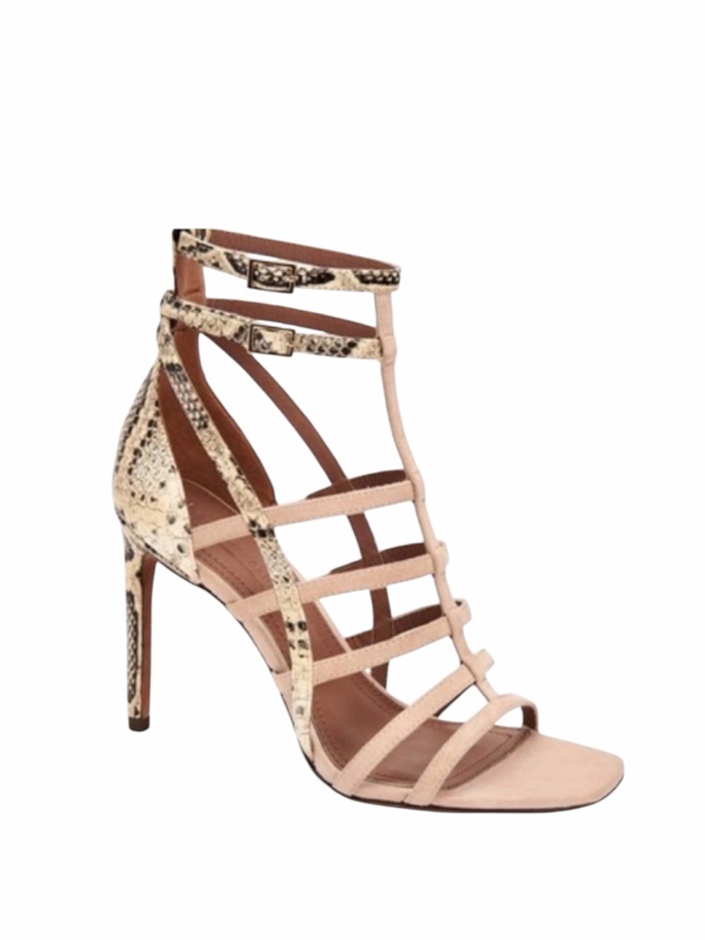 BCBGMAXAZRIA Ilsa Snake Embossed Caged Sandals Size 10 NWOT